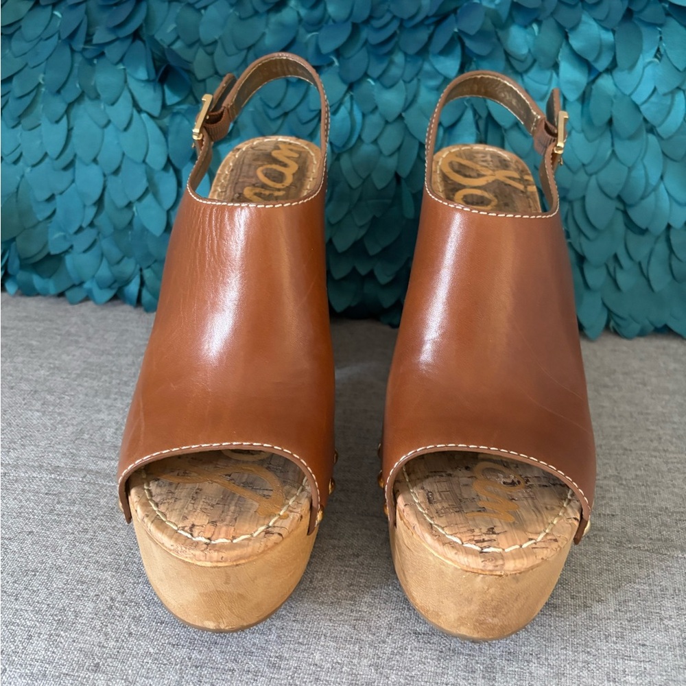 Like New Sam Edelman Brown Studded Platform Clog Sandals Size 8.5 - Picture 7 of 8